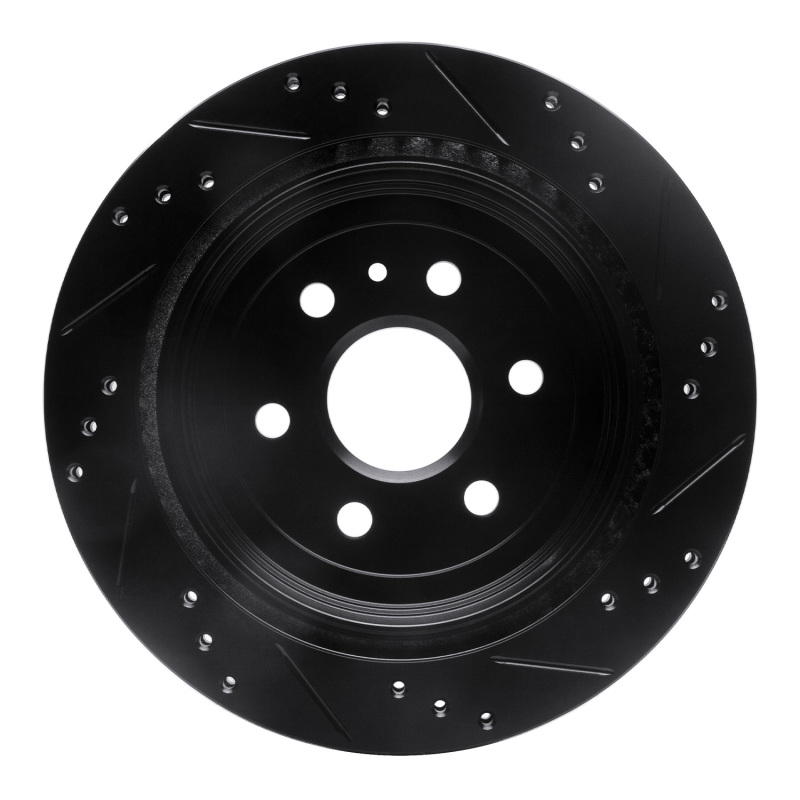Cadillac SRX Brake Rotor (1) - Rear Left - R1 Concepts - Drilled & Slotted - Black - `10-`16